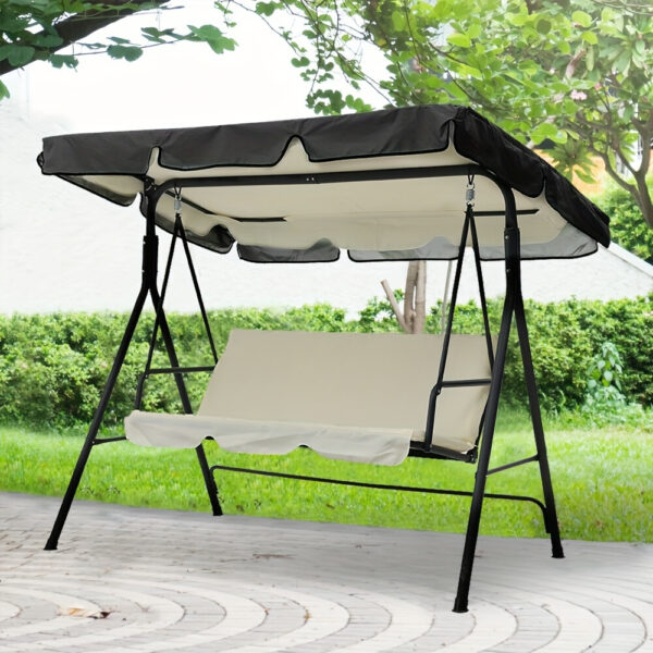 [UV-Protective Canopy] Waterproof Adjustable UV-Protective Swing Canopy | Breathable Mesh, Durable Plastic Frame 195x125cm for Outdoor Garden, Patio & Stroller Shade - Image 3