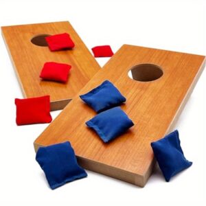 Super Fun Mini Portable Cornhole Set. 2X 10.5 x 5.25 Boards with 4 Red and 4 Blue Double Lined Bags. Great Slumber Party Spover or Birthday Party Game. Perfect Bag Toss Game for Your