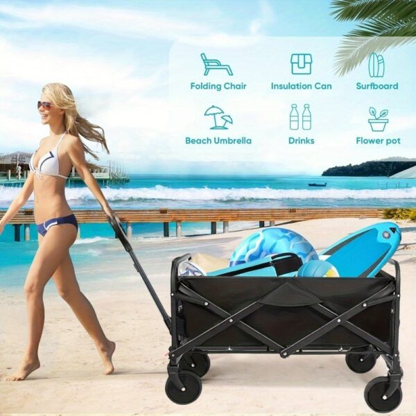 [Heavy-Duty Cart] Heavy-Duty Folding Utility Cart | 360° Rotating All-Terrain Wheels, Portable, Large Capacity Hand Truck - Holds Up To 690 Lbs, Available In Red, Blue, Black - Image 8