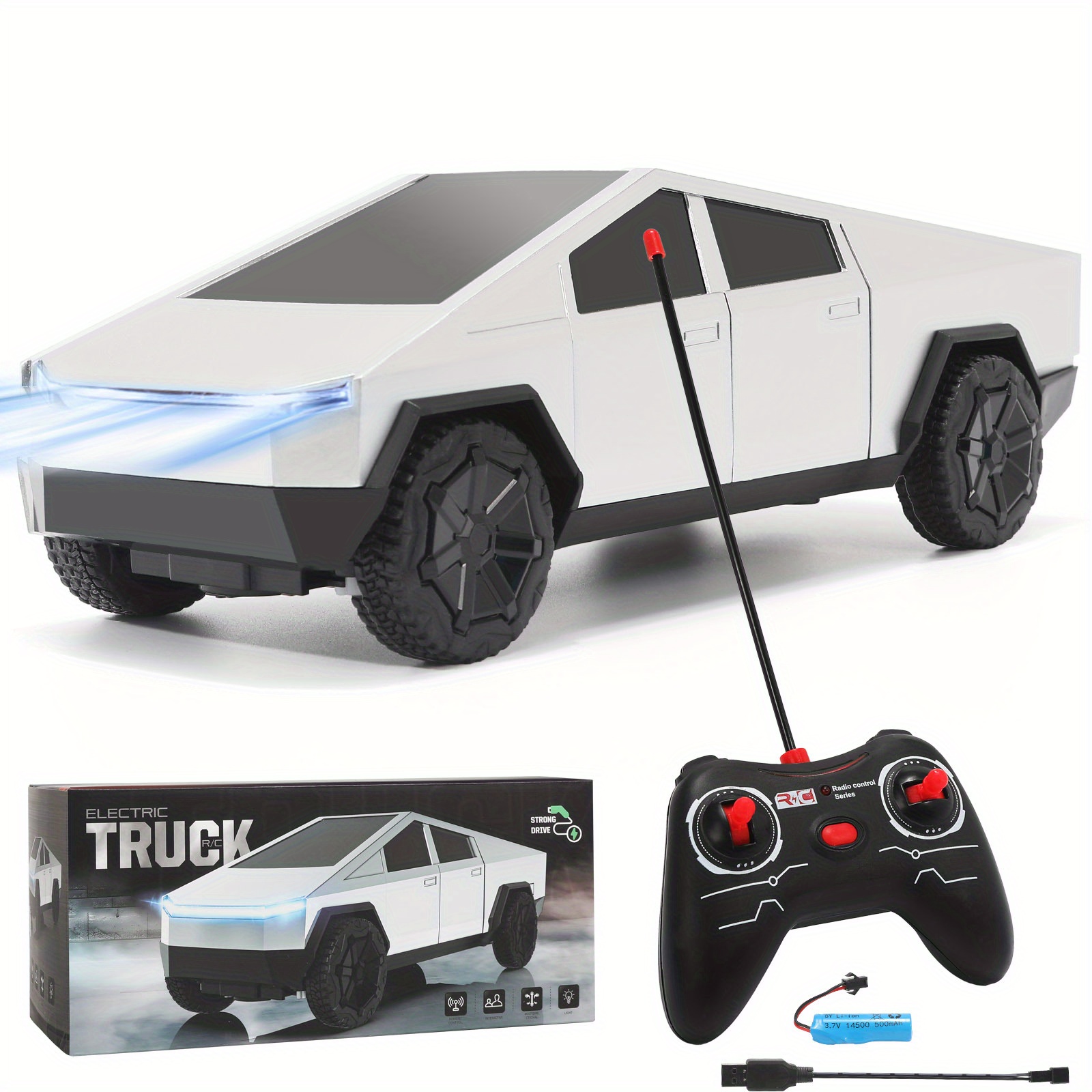 Cyber Truck Toy Remote Control Pickup Truck, 1/24 Scale Racing Cybertruck Model, Rechargeable Battery & Light and Loadspace, for Adults and Boys - Image 9