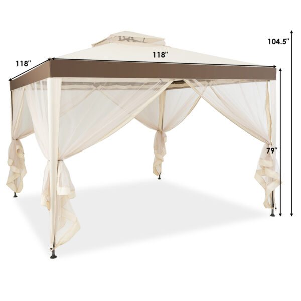 [Lifezeal Outdoor Gazebo Canopy] Lifezeal 10x10 Ft Outdoor Gazebo - Patio Tents and Garden Structures with Netting - Canopy Shelter for Home/Garden/Lawn/Patio House Party - Image 4