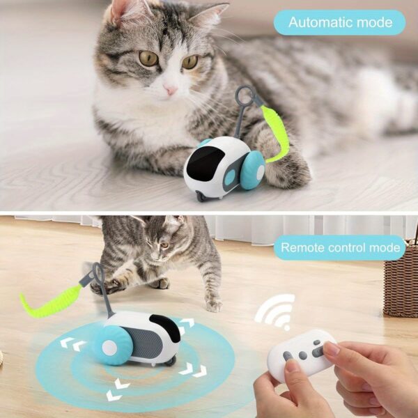 Interactive Remote Control Cat Toy with 2 Modes - Automatic Obstacle Avoidance, Animal Print Design, Durable Plastic & No Batteries Needed - Electronic Motion-Activated Play for Bored Indoor Adult Cats (Blue) - Image 3