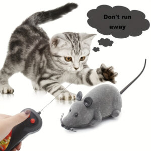 1pc Remote Control Realistic Mouse Cat Toy - Interactive Wireless Pet Toy with Vibrant Red Buttons, Durable Plastic Design for Indoor Play & Exercise, Safe for Kittens & Small Cats