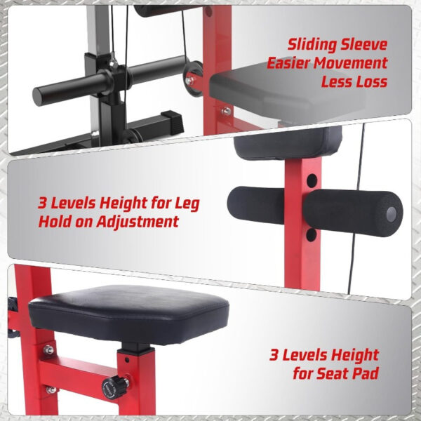 [EuKer All-in-One Iron] EuKer 1pc All-in-One Iron Multi-Function Cable Machine - Adjustable Pulleys, Leg Support, and Seat Pad for Home Gym LAT Pulldown and Rowing Station Full Body Workout - Image 4