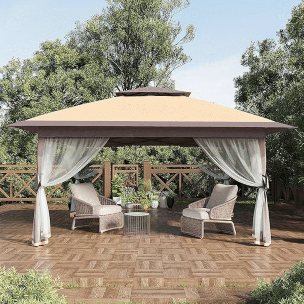 [13'x13' Gazebo] 13'x13' Double Rooftop Outdoor Gazebo | Quick Setup, High Quality, Durable Weather-Resistant Design, Gray Patio Canopy Tent for Backyard, Garden & Poolside - Image 10
