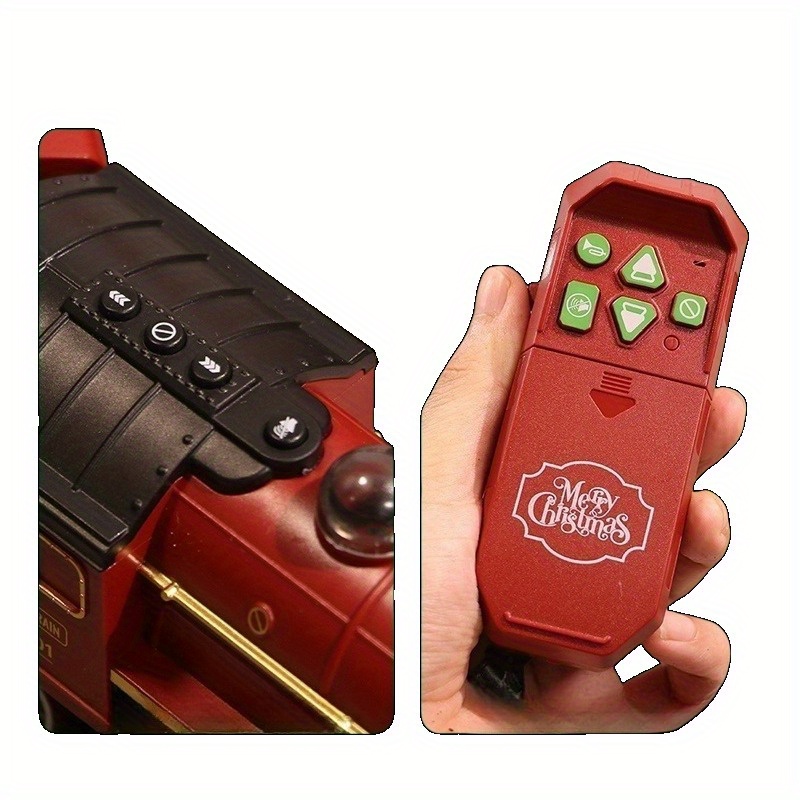 The 9064B-1 steam-powered remote-control Christmas train set comes with a remote control, lights, sound effects, and exquisite tracks. It is suitable for children aged 3 to 8 and above. - Image 6