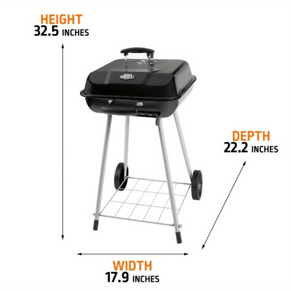 (3 Pack) 17.5" Charcoal Grill, Equipped with Wheels - Image 5