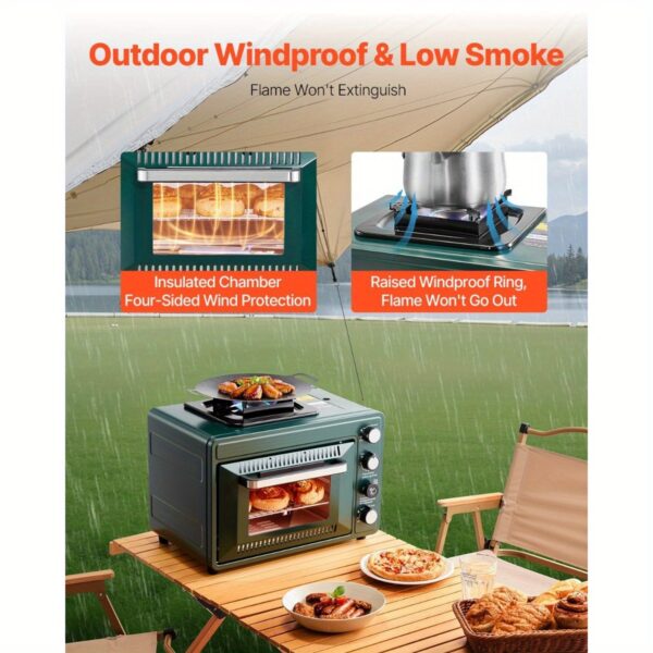 WHS Outdoor Oven 2-in-1 Portable Gas Camping Stove Combo with Adjustable Fire, High-Quality Electric Oven for Outdoor Cooking, Camping, BBQ, Grilling - No Electricity Needed, Camping Stove Portable, Bbq Accessory, Dualfunction Appliance, Durable Construction, Multifunctional Appliance, Outdoor Enthusiasts - Image 6