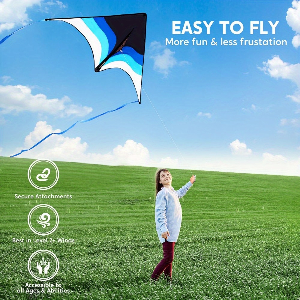 SYNCFUN Large Delta Kite Gradient-Easy to Fly for Youngsters and Adults, Beach Kite with 328ft String for Outdoor Games and Activities - Image 10