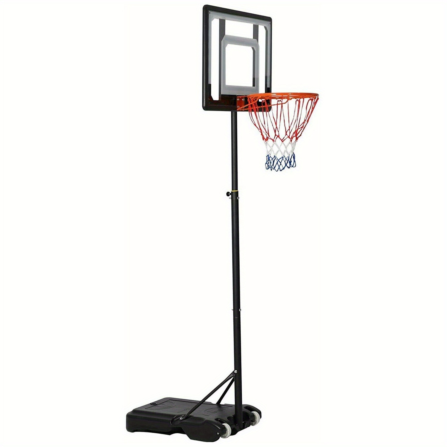 LUCKYERMORE Adjustable Portable Basketball Hoop for Family - 5ft-6.8ft Height, 32in Backboard, Heavy-Duty Steel & PVC, Water/Sand Stable Base with Wheels, Indoor/Outdoor Use, Black, Indoor Sports Equipment, Weatherresistant Net, Durable Sports Equipment - Image 9