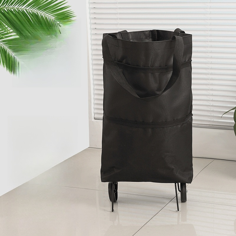 1pc Portable internet celebrity shopping bag, small trolley trailer, shopping cart with wheels, foldable, lightweight, express delivery, home pickup bag - Image 5