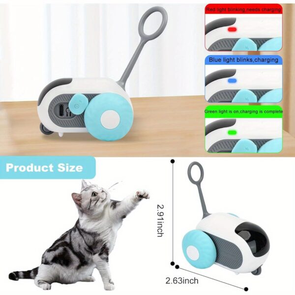 Interactive Remote Control Cat Toy with 2 Modes - Automatic Obstacle Avoidance, Animal Print Design, Durable Plastic & No Batteries Needed - Electronic Motion-Activated Play for Bored Indoor Adult Cats (Blue) - Image 6