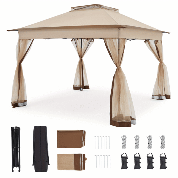 [Water-Resistant | Pop Up] Bezseller 11x11 Water-Resistant Pop Up Gazebo Tent | Mosquito Netting, Outdoor Canopy Tent, Large Quick Set and Easy to Carry | Oxford Tarp Shelter for Patio Garden Backyard - Image 3