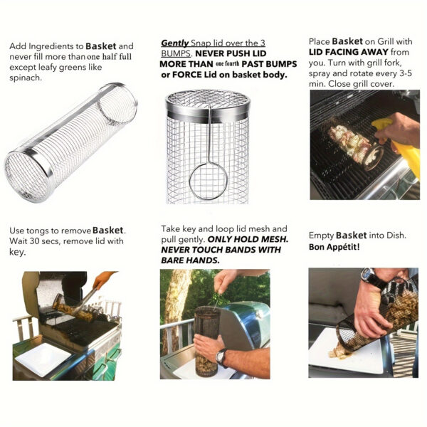 A Portable Cylindrical Stainless Steel Grill for Outdoor Camping, Featuring a Rotating And Rolling Barbecue Basket, a Barbecue Stand, And a Circular Stove Suitable for Camping And Picnics, Ideal for Outdoor Cooking - Image 9
