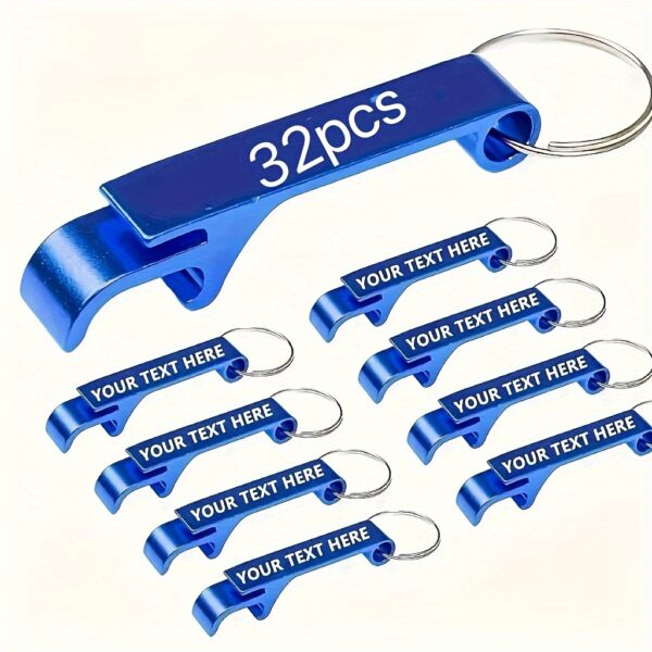 32pcs Customizable Metal Bottle Opener Keychains - Personalized Engraved Text, Durable Lightweight Design for Weddings, Bars, Business Events & Promotional Gifts, Keychain Accessories, Event Favors, Modern Keychain, Lightweight Keychain - Image 3