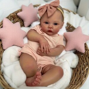 18 Inch Realistic Newborn Baby Doll Girl - Lifelike Reborn Doll with Soft Weighted Body, Pink Outfit & Accessories, Gift for Kids Ages 3+ (Doll Only)