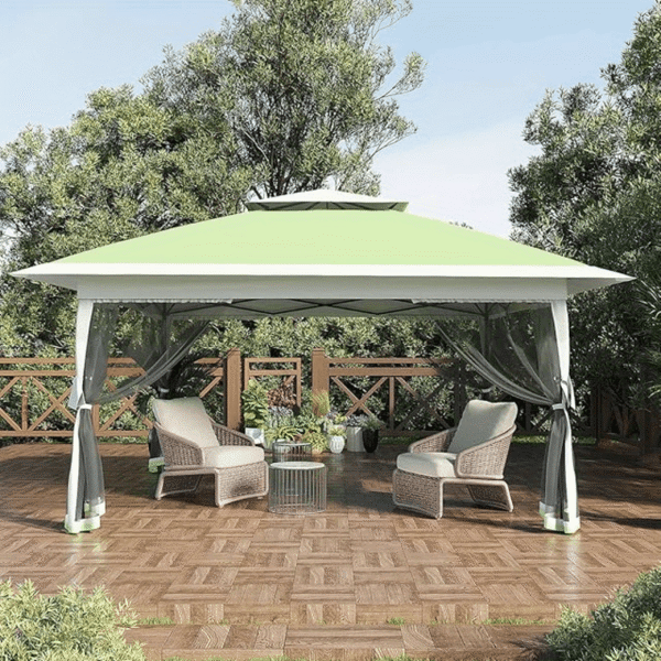 [13'x13' Gazebo] 13'x13' Double Rooftop Outdoor Gazebo | Quick Setup, High Quality, Durable Weather-Resistant Design, Gray Patio Canopy Tent for Backyard, Garden & Poolside - Image 5