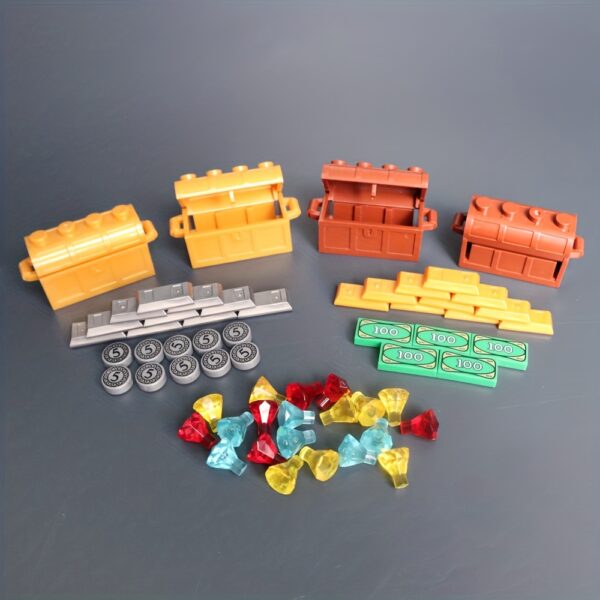 [100 Dollar Bill Building Blocks] Building Blocks Themed Around a 100 Dollar Bill, Featuring Golden And Silver Cash Designs, Perfect for Treasure Chests And Gemstone Brick Toys. These Accessories Are Compatible with City Friends And Make Great Gifts for Halloween And Christmas. - Image 4