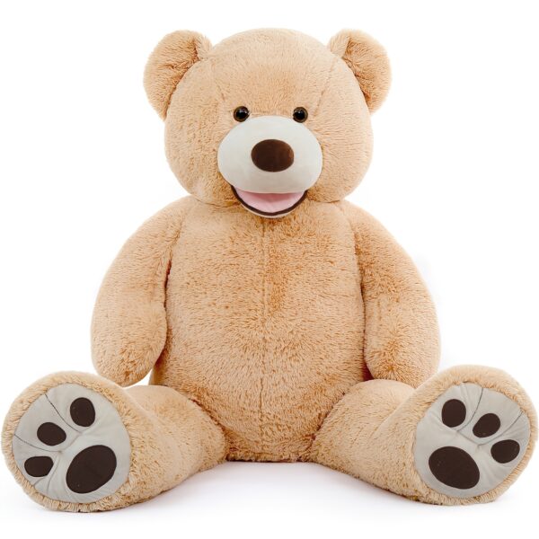 MorisMos Giant Teddy Bear 51.18inch, XXL Kawaii Large Plush Stuffed Bear Animal Soft Cuddly Toy Big, Cute Birthday Presents For Kids Girls Boys Women Party Decorations (Light Brown)