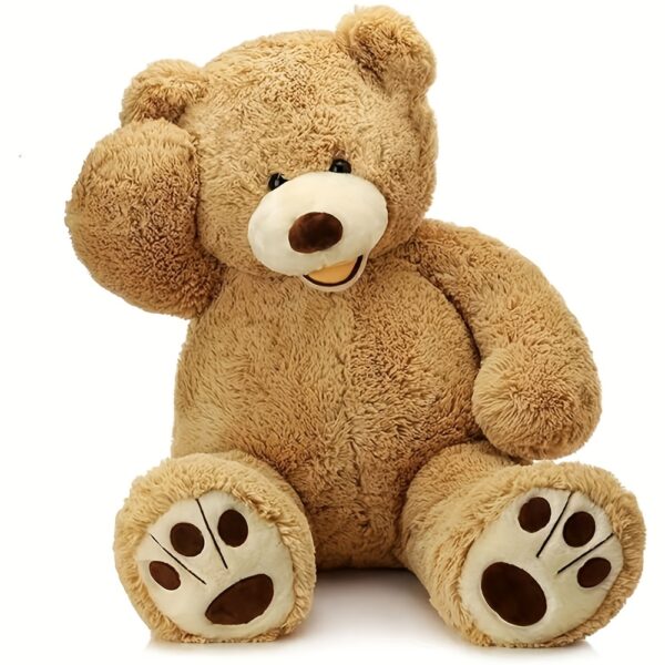 MorisMos 39" Giant Teddy Bear - Light Brown Plush Stuffed Animal with Big Footprints, Soft Durable Fabric, Expressive Eyes & Nose, Anime/Movie Theme Gift for Kids, Home Decor, Dog Stuffed Animal, Kids Room Decor, Playful Design, Nursery Decor, Movieinspired Plushie, Highquality Plushie, Anime Fans