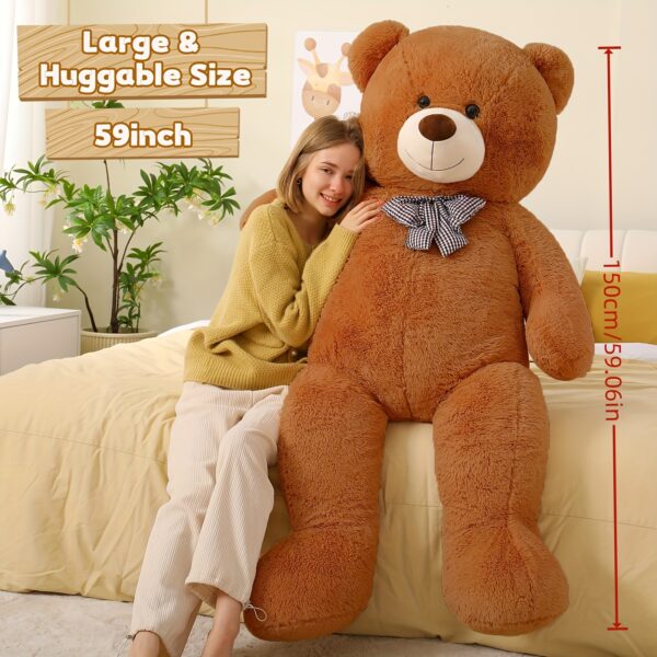 Dark Brown 5ft Large MaoGoLan Polyester Teddy Bear - Stuffed Animal with Smiling Face, Perfect for Valentine's Day Gift for Boyfriend, Wife, Lover, Teddy Bear Stuffed Animal, MAOGOLAN - Image 2