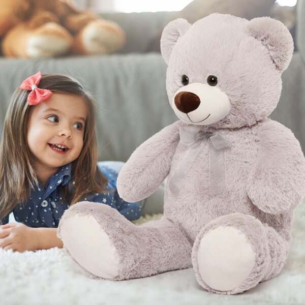 1pc Giant Grey Teddy Bear, 3 Ft 35.4'' Plush Stuffed Animal, Soft Polyester Fiber, Ideal for Shower, Birthday, Christmas, Valentine'S Day Gift for Kids and Girlfriend - Image 4