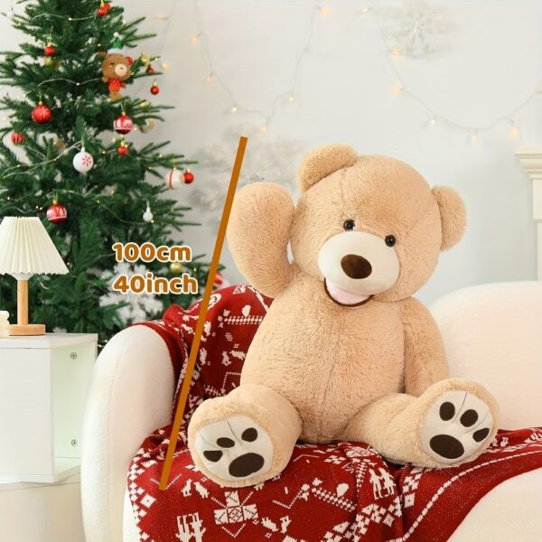 MorisMos 39" Giant Teddy Bear - Light Brown Plush Stuffed Animal with Big Footprints, Soft Durable Fabric, Expressive Eyes & Nose, Anime/Movie Theme Gift for Kids, Home Decor, Dog Stuffed Animal, Kids Room Decor, Playful Design, Nursery Decor, Movieinspired Plushie, Highquality Plushie, Anime Fans - Image 2