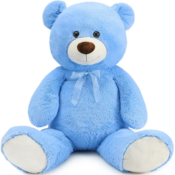 Giant Teddy Bear Stuffed Animal 4 Feet, 51'' Big Teddy Bear For Shower, Soft Stuffed Bear Plush For Girl Valentine'S Day, Big Blue Teddy Bear Stuffed Animal For Kid Christmas Birthday
