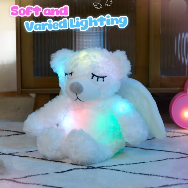 Glowing Angel Bear Plush Toy - Soft Polyester Stuffed Animal with Glowing Wings, Cute White Teddy Bear for Kids, Ideal Birthday Christmas Easter Gift, Living Room Decor, Stuffed Animal Toy, Playful Design, Durable Stitching