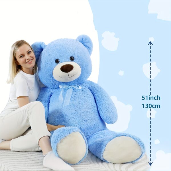 Giant Teddy Bear Stuffed Animal 4 Feet, 51'' Big Teddy Bear For Shower, Soft Stuffed Bear Plush For Girl Valentine'S Day, Big Blue Teddy Bear Stuffed Animal For Kid Christmas Birthday - Image 2