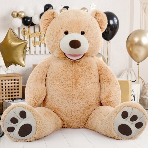 MorisMos Giant Teddy Bear 51.18inch, XXL Kawaii Large Plush Stuffed Bear Animal Soft Cuddly Toy Big, Cute Birthday Presents For Kids Girls Boys Women Party Decorations (Light Brown) - Image 5