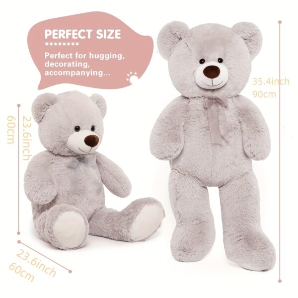 Giant Teddy Bear Stuffed Animal 3 Ft, Big Teddy Bear, Large Teddy Bear For Baby Shower Decor, Grey Teddy Bear Stuffed Animal Toy For Kid Birthday Christmas Girlfriend Valentine's Day, Grey - Image 2