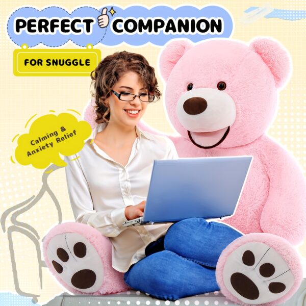 Giant Teddy Bear, Large Pink Teddy Bears 3ft Pink Plush Stuffed Animals For Girlfriend Kids - Image 6