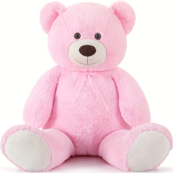 Giant Teddy Bear Stuffed Animal 4 Feet, 51.2in Large Pink Teddy Bear For Shower, Big Pink Teddy Bear For Girlfriend Valentine'S Day, Soft Stuffed Bear Plush For Kid Christmas Birthday, Pink