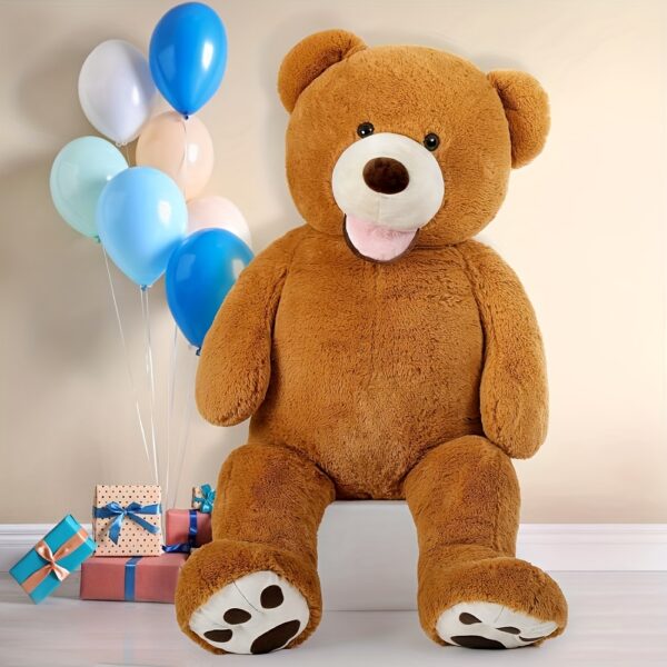 MorisMos 52in Giant Teddy Bear Stuffed Animal - Soft Plush Brown Teddy Bear with White Paw Prints, Large Cuddly for Baby Shower, Christmas, Birthday Gifts, Home Decor, Cute Stuffed Animals, Hug Gift, Playful Design, Animethemed Design, Fluffy Texture - Image 6
