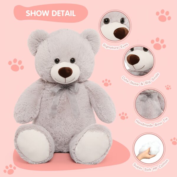35.4'' Giant Grey Plush Teddy Bear - Perfect for Youngsters - Shower, Birthday, Christmas & Valentine's Day Gifts - Image 6