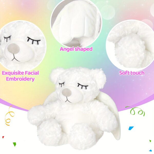 Glowing Angel Bear Plush Toy - Soft Polyester Stuffed Animal with Glowing Wings, Cute White Teddy Bear for Kids, Ideal Birthday Christmas Easter Gift, Living Room Decor, Stuffed Animal Toy, Playful Design, Durable Stitching - Image 5
