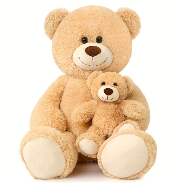 [39" Giant Teddy Bear] MaoGoLan Giant 39 Inches Tan Soft Plush Teddy Bear Mommy And Baby Bear | Stuffed Animal for Teddy Bear Baby Shower