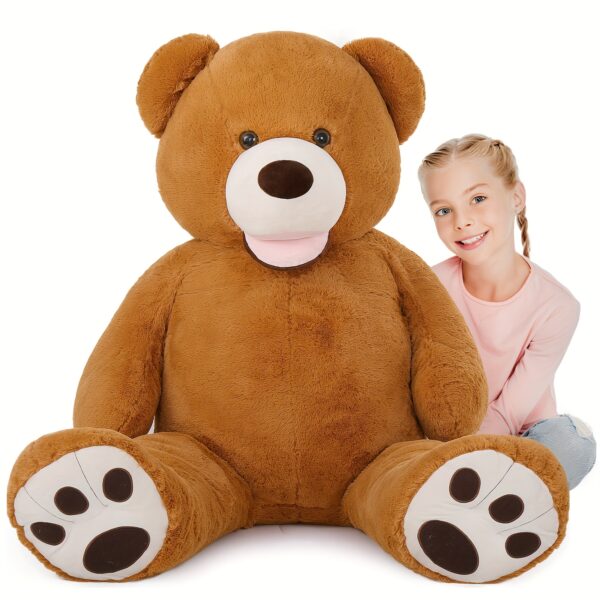 Giant Teddy Bear Stuffed Animal with Footprints, Big Teddy Bear Plush Toy for Girlfriend, Kids And Friends, Huge Teddy Bear for Birthday, Valentine's Day And Christmas (Brown)