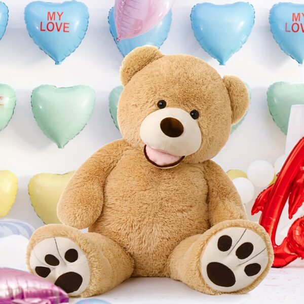 MorisMos 39" Giant Teddy Bear - Light Brown Plush Stuffed Animal with Big Footprints, Soft Durable Fabric, Expressive Eyes & Nose, Anime/Movie Theme Gift for Kids, Home Decor, Dog Stuffed Animal, Kids Room Decor, Playful Design, Nursery Decor, Movieinspired Plushie, Highquality Plushie, Anime Fans - Image 3