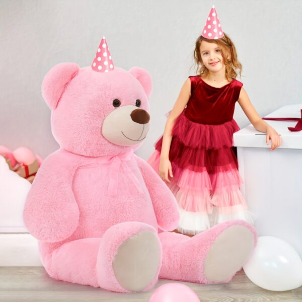 Giant Teddy Bear Stuffed Animal 4 Feet, 51.2in Large Pink Teddy Bear For Shower, Big Pink Teddy Bear For Girlfriend Valentine'S Day, Soft Stuffed Bear Plush For Kid Christmas Birthday, Pink - Image 3