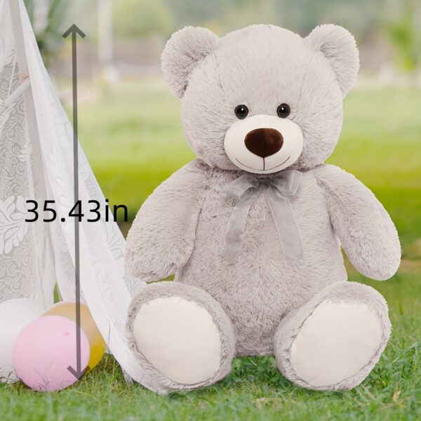 MaoGoLan Giant Teddy Bear Stuffed Animal 3 Ft, 35.4'' Big Teddy Bear, Teddy Bear For Baby Shower Decor, Grey Teddy Bear Stuffed Animal Toy For Kid Birthday Christmas Girlfriend Valentine's Day, Grey - Image 3