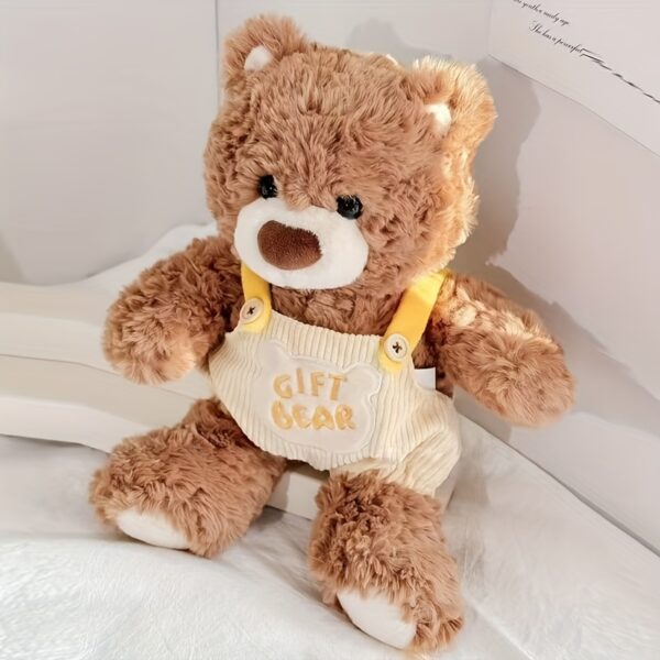 Cute Brown Teddy Bear Plush Toy with Overalls - Soft Plush Dog Companion, Cartoon Design with "Gift for Dogs" Text, Perfect for Christmas & Pet Gifts, All Breed Sizes, Dog Plush Toy, Playful Design, Durable Stitching - Image 5