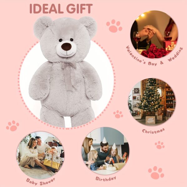 Giant Teddy Bear Stuffed Animal 3 Ft, Big Teddy Bear, Large Teddy Bear For Baby Shower Decor, Grey Teddy Bear Stuffed Animal Toy For Kid Birthday Christmas Girlfriend Valentine's Day, Grey - Image 4