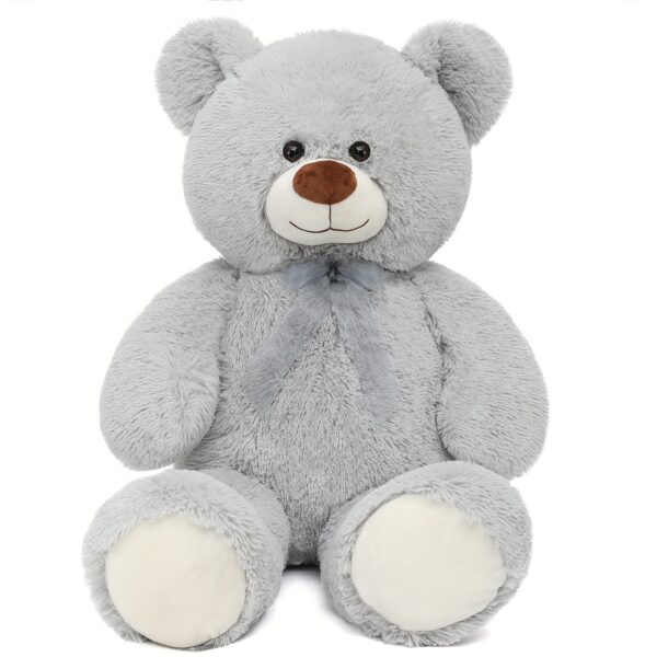 Giant Teddy Bear Stuffed Animal 3 Ft, Big Teddy Bear, Large Teddy Bear For Baby Shower Decor, Grey Teddy Bear Stuffed Animal Toy For Kid Birthday Christmas Girlfriend Valentine's Day, Grey