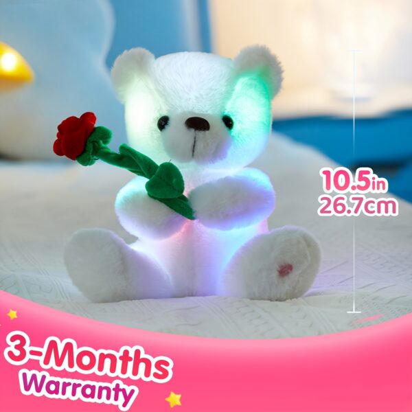 Glowing Rose Bear Plush Toy (Without Battery), Happy Mother's Day Gift Cute Soft Stuffed Animal with Lights, Birthday Party Gifts Toy for Lover, Valentine's Day Decor, Children's Playing Companion Doll - Image 3