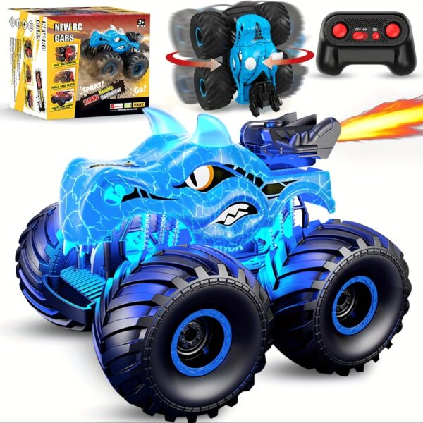 RC Dinosaur Monster Truck - Electronic Pets with Rotating Stunt Action, Lights, Water Spray - Perfect Birthday, Christmas, And Halloween Gift for Kids Age 6+ - Image 10