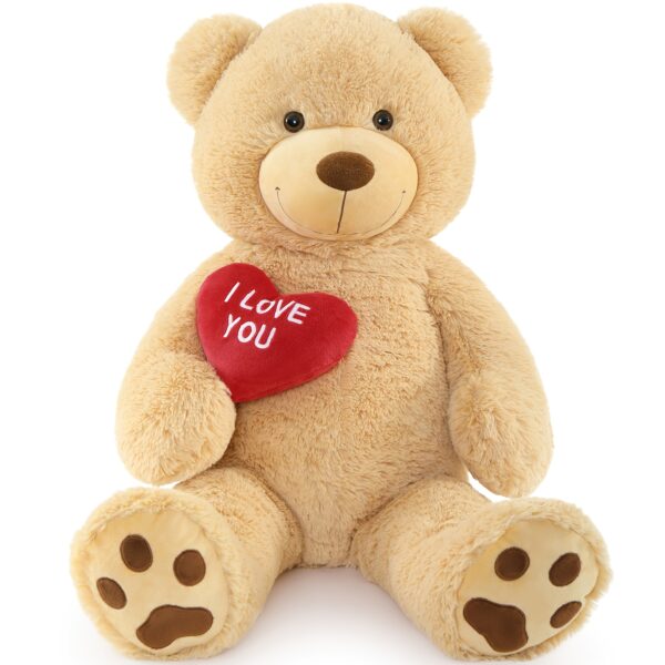 [Giant Teddy] 36" Giant Light Brown Teddy Bear Plush | Soft Polyester | Cuddly & Adorable Decoration | Valentine's Day