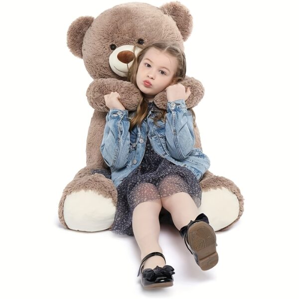 Tezituor 40" Giant Teddy Bear Stuffed Animal Plush - Ultra-Soft Brown with Golden Ribbon Accent, Anime/Movie Theme Gift for Valentine's Day, Christmas, Birthdays, Large Stuffed Animal, Cozy Companion, Animeinspired Design, Fluffy Texture, Best for Christmas - Image 3