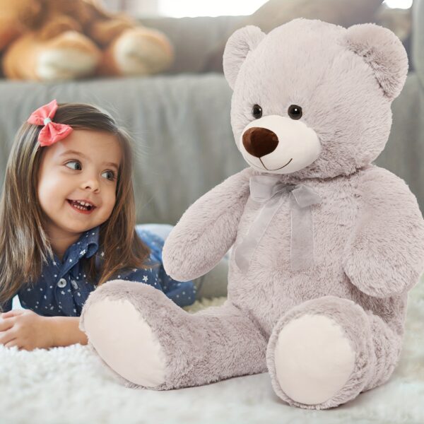 Giant Teddy Bear Stuffed Animal 3 Ft, Big Teddy Bear, Large Teddy Bear For Baby Shower Decor, Grey Teddy Bear Stuffed Animal Toy For Kid Birthday Christmas Girlfriend Valentine's Day, Grey - Image 3